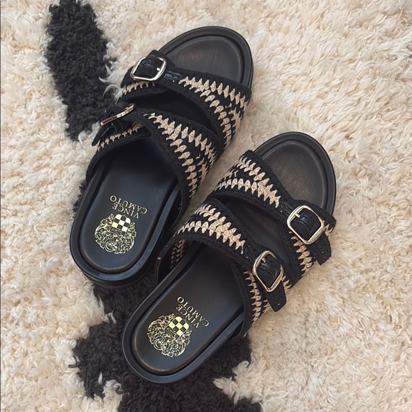 Vince Camuto Black and Tan Women's Sandals - Picture 1 of 4